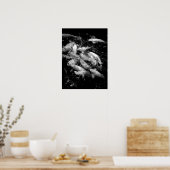 Koi Fish in een Frenzy, Oahu B&W Poster (Keuken)