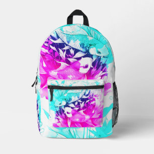 Koi Fish in roze en blauw Bedrukte Rugzak