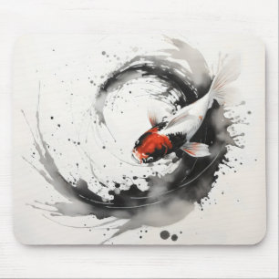 Koi Fish Ink Painting Muismat