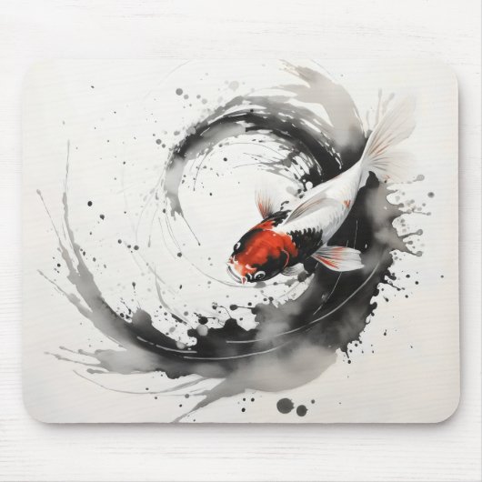 Koi Fish Ink Painting Muismat (Voorkant)