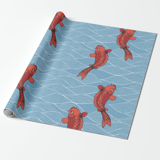 KOI FISH JAPANESE Wrappelpapier Cadeaupapier (Uitgerold)