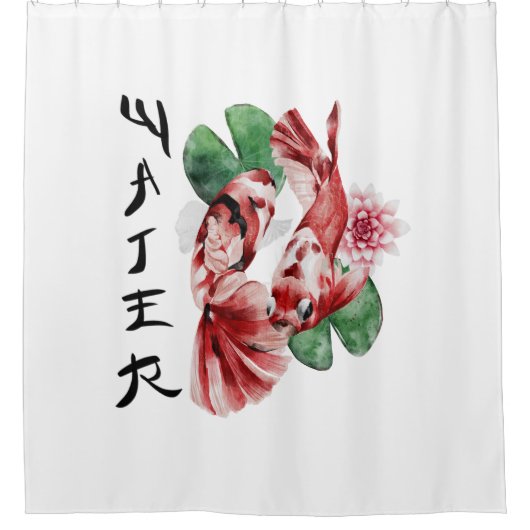 Koi Fish Japans stijlscript oosterse kunst Douchegordijn (Voorkant)