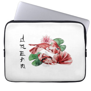 Koi Fish Japans stijlscript oosterse kunst Laptop Sleeve
