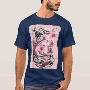 Koi Fish Japanse Sakura Cherry Blossom Graphic T-shirt