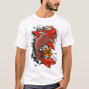 koi_fish_Japanse vis Lys tattoo old bloem T-shirt