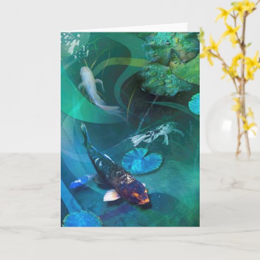 Koi Fish JOY OF KOI Kaart (Gele Bloem)