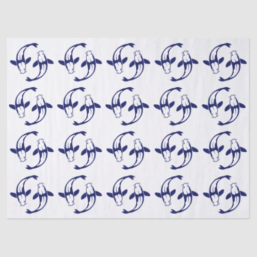 Koi Fish Karp #2 DIY kleuren blauw Tissuepapier (Voorkant)