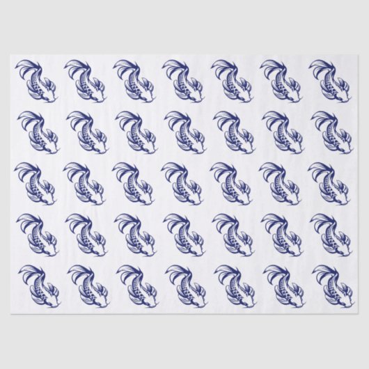 Koi Fish Karp #2 DIY kleuren blauw Tissuepapier (Voorkant)