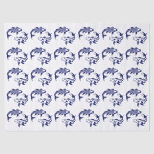 Koi Fish Karp #3 DIY kleuren blauw Tissuepapier
