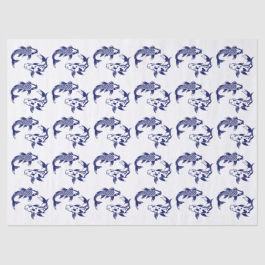 Koi Fish Karp #3 DIY kleuren blauw Tissuepapier (Voorkant)