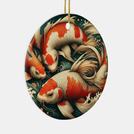 Koi Fish Kerstmis Keramisch Ornament (Rechts)