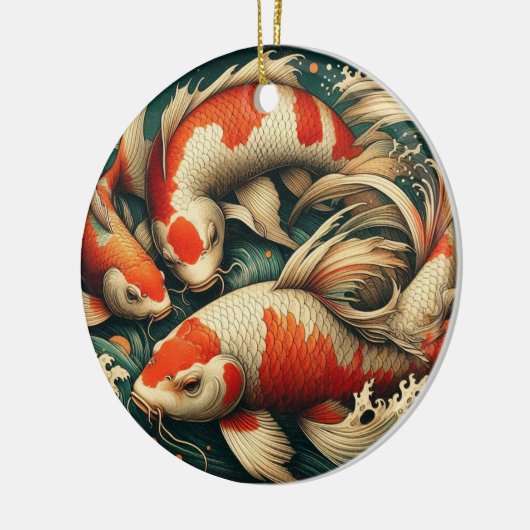 Koi Fish Kerstmis Keramisch Ornament (Links)
