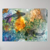 Koi Fish Line Art Waterverf Poster (Voorkant)