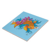 Koi Fish Lotus Chery Blossoms Tegeltje (Zijkant)