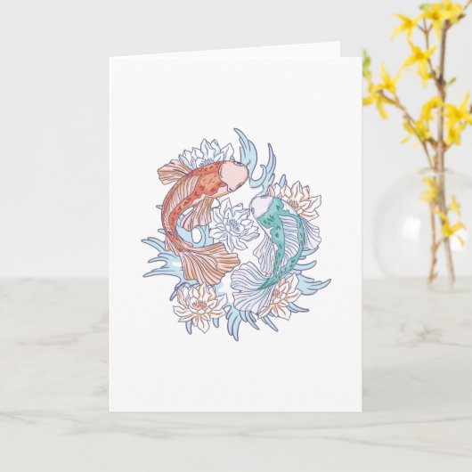 KOI FISH LOTUS KAART (Gele Bloem)