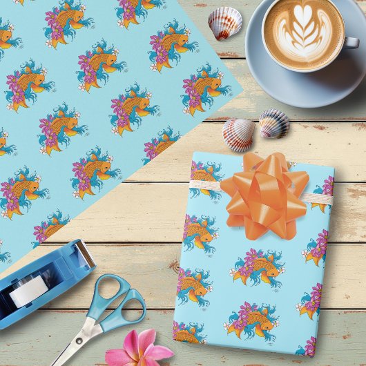 Koi Fish Lotus Kersenbloesem Cadeaupapier