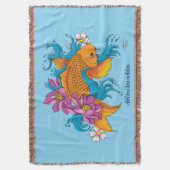 Koi Fish Lotus Kersenbloesem Deken (Voorkant Verticaal)