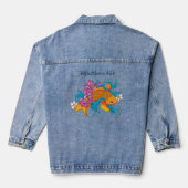 Koi Fish Lotus Kersenbloesem Denim Jacket (Achterkant)