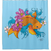 Koi Fish Lotus Kersenbloesem Douchegordijn (Voorkant)