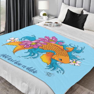 Koi Fish Lotus Kersenbloesem Fleece Deken