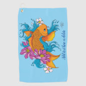 Koi Fish Lotus Kersenbloesem Golfhanddoek (Voorkant)