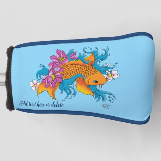 Koi Fish Lotus Kersenbloesem Golfheadcover (Voorkant)