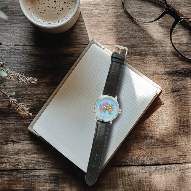 Koi Fish Lotus Kersenbloesem Horloge (Creator heeft geüpload)