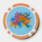 Koi Fish Lotus Kersenbloesem Poker Chips (Achterkant)
