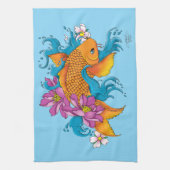 Koi Fish Lotus Kersenbloesem Theedoek (Verticaal)