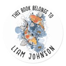 Koi Fish Lotus Sticker | Back-to-School-label