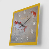 Koi Fish Master Art, Antiek Waterverf China Vierkante Klok (Hoek)