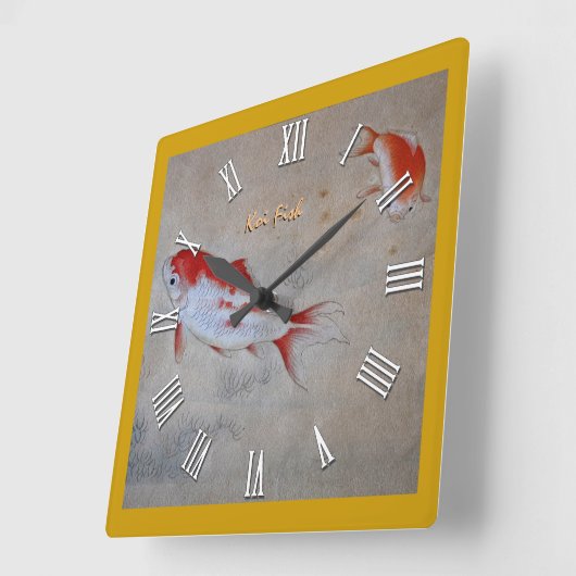 Koi Fish Master Art, Antiek Waterverf China Vierkante Klok (Hoek)