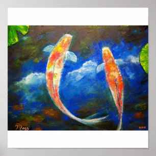Koi Fish met Cloud Reflection Art Poster