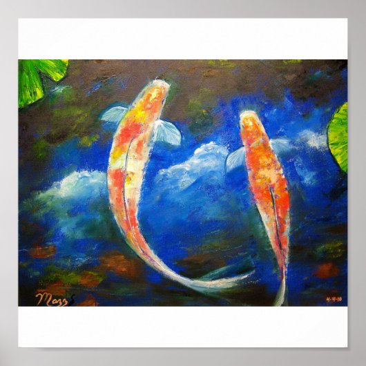Koi Fish met Cloud Reflection Art Poster (Voorkant)