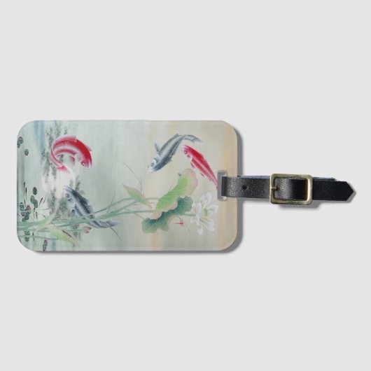 Koi Fish met Lotus Bagagelabel (Voorkant (horizontaal))