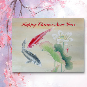 Koi Fish met Lotus Briefkaart