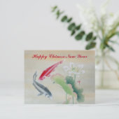 Koi Fish met Lotus Briefkaart (Staand voorkant)