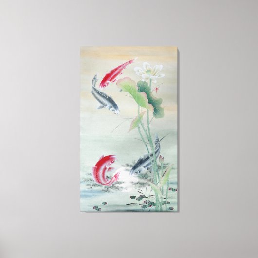 Koi Fish met Lotus Canvas Afdruk (Voorkant)