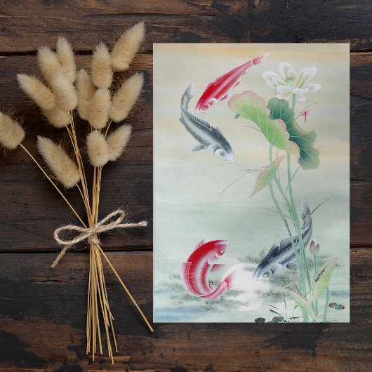 Koi Fish met Lotus Canvas Afdruk
