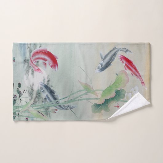 Koi Fish met Lotus Handdoek (Handdoek)