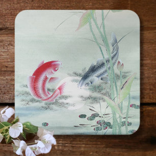 Koi Fish met Lotus Kartonnen Onderzetters