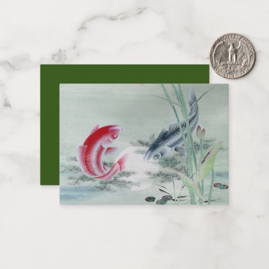 Koi Fish met Lotus Notitiekaartje (Voorkant / Achterkant in situ)