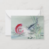 Koi Fish met Lotus Notitiekaartje (Voorkant)