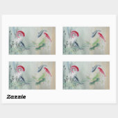 Koi Fish met Lotus Rechthoekige Sticker (Vel)