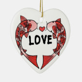 Koi Fish met LOVE Word Ceramic Ornament (Rechts)