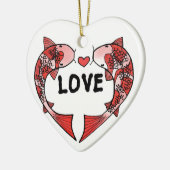 Koi Fish met LOVE Word Ceramic Ornament (Links)