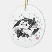 Koi Fish met Peace Character Ceramic Ornament (Links)