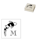 Koi Fish Monogram Initiaal Rubberstempel (Gestempeld)