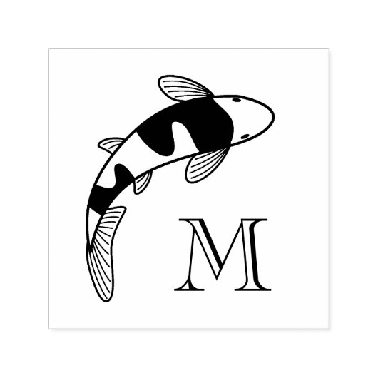 Koi Fish Monogram Initiaal Zelfinktende Stempel (Design)