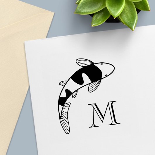 Koi Fish Monogram Initiaal Zelfinktende Stempel